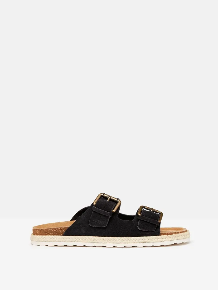 Joules Sandals Navy Blue Suede Espadrille Buckle Sliders 8211 Women