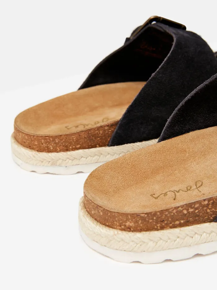 Joules Sandals Navy Blue Suede Espadrille Buckle Sliders 8211 Women
