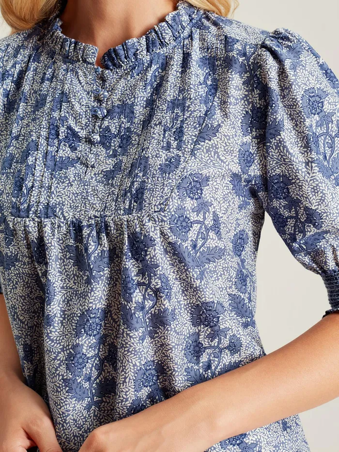 Joules Shirts and Blouses Blue Pleated Bib Blouse 8211 Women