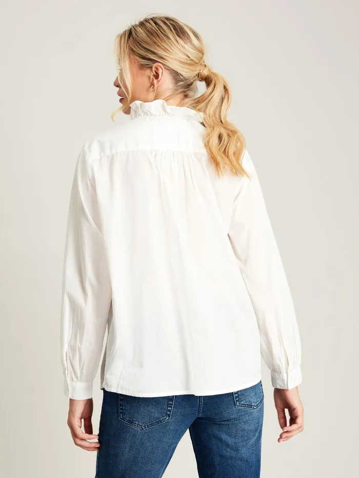 Joules Shirts and Blouses White Cotton Ruffle Blouse 8211 Women