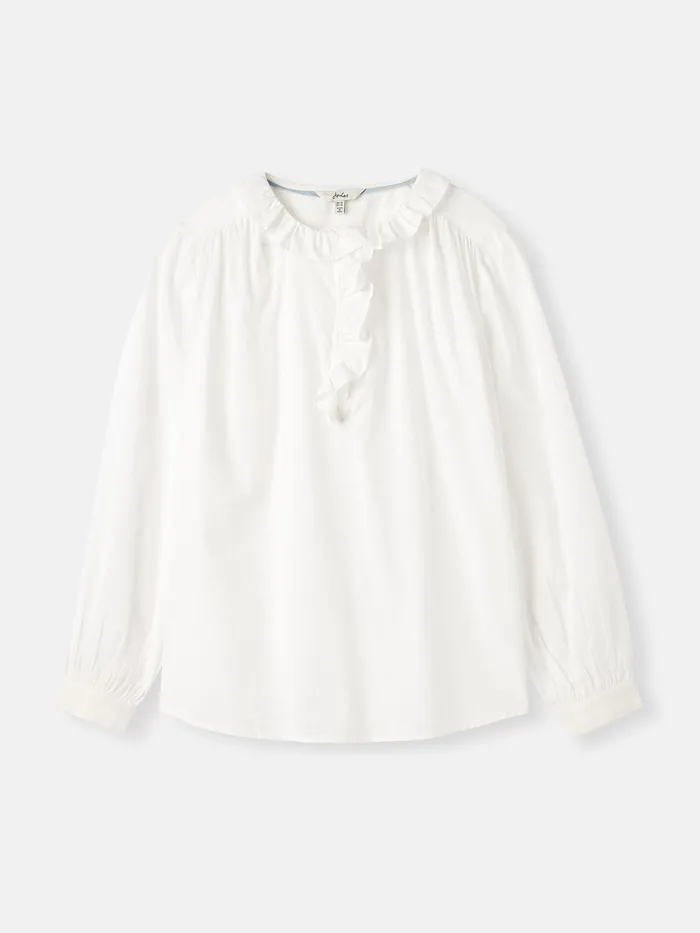 Joules Shirts and Blouses White Cotton Ruffle Blouse 8211 Women
