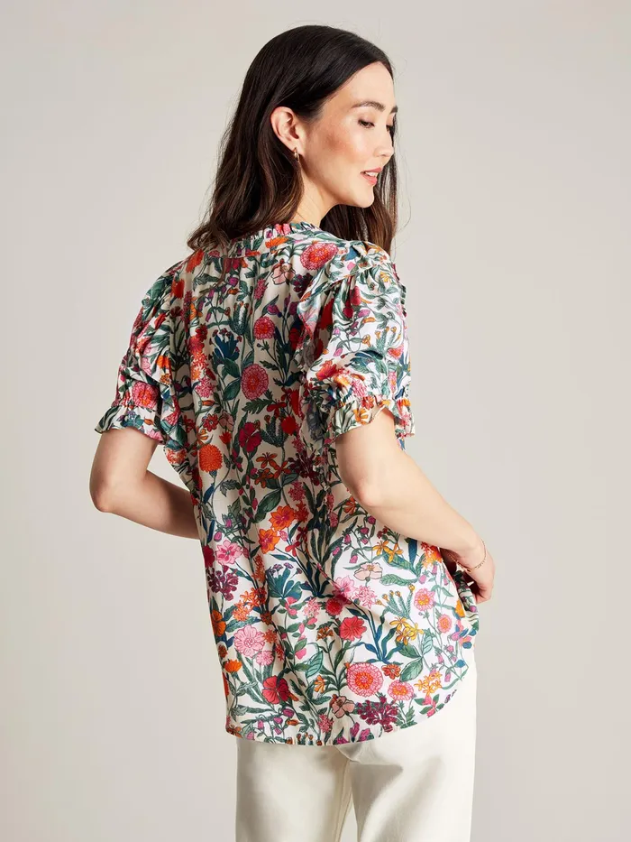Joules Shirts and Blouses White Half Placket Frill Blouse 8211 Women