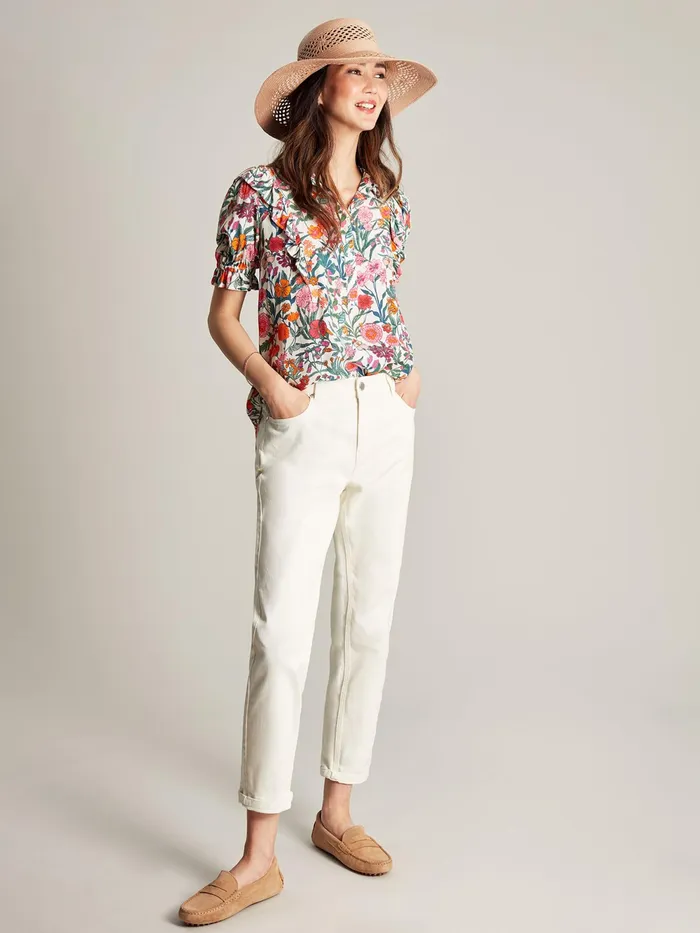 Joules Shirts and Blouses White Half Placket Frill Blouse 8211 Women