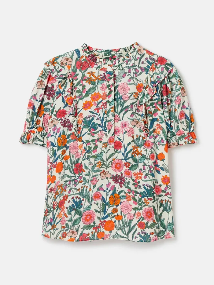 Joules Shirts and Blouses White Half Placket Frill Blouse 8211 Women