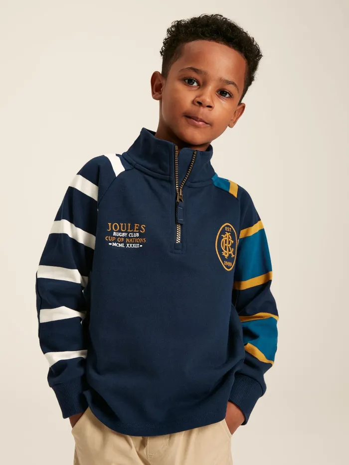 Joules Sweatshirts and Hoodies Navy Quarter Zip Rugby Sweatshirt 8211 Boys