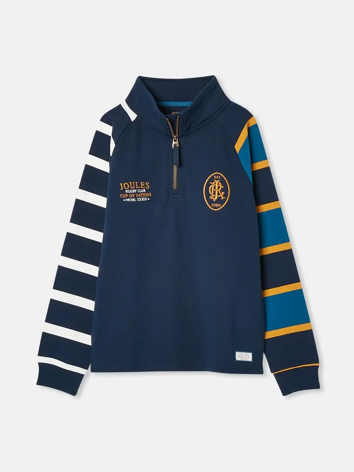 Joules Sweatshirts and Hoodies Navy Quarter Zip Rugby Sweatshirt 8211 Boys