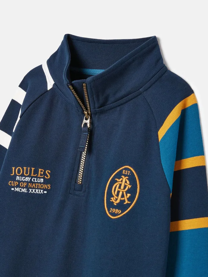 Joules Sweatshirts and Hoodies Navy Quarter Zip Rugby Sweatshirt 8211 Boys
