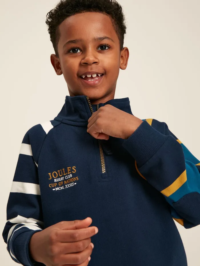 Joules Sweatshirts and Hoodies Navy Quarter Zip Rugby Sweatshirt 8211 Boys