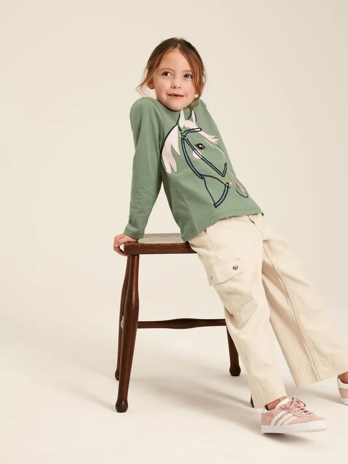 Joules Tops and Tshirts Green Embroidered Horse Top 8211 Girls