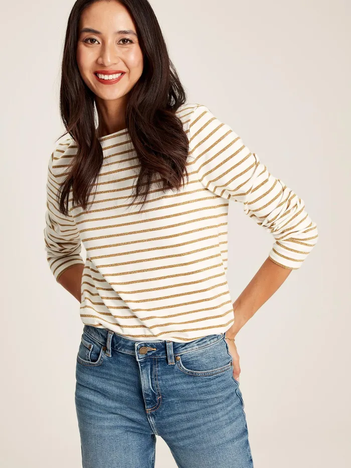 Joules Tops Gold Sparkly Long Sleeve Breton Top 8211 Women