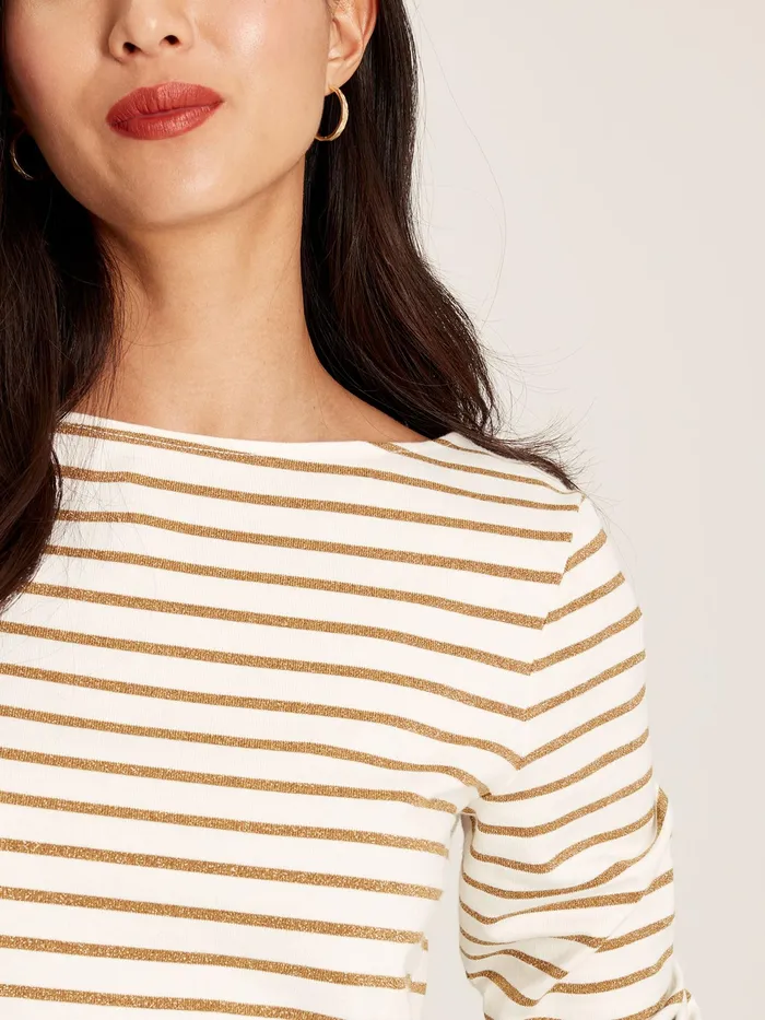 Joules Tops Gold Sparkly Long Sleeve Breton Top 8211 Women