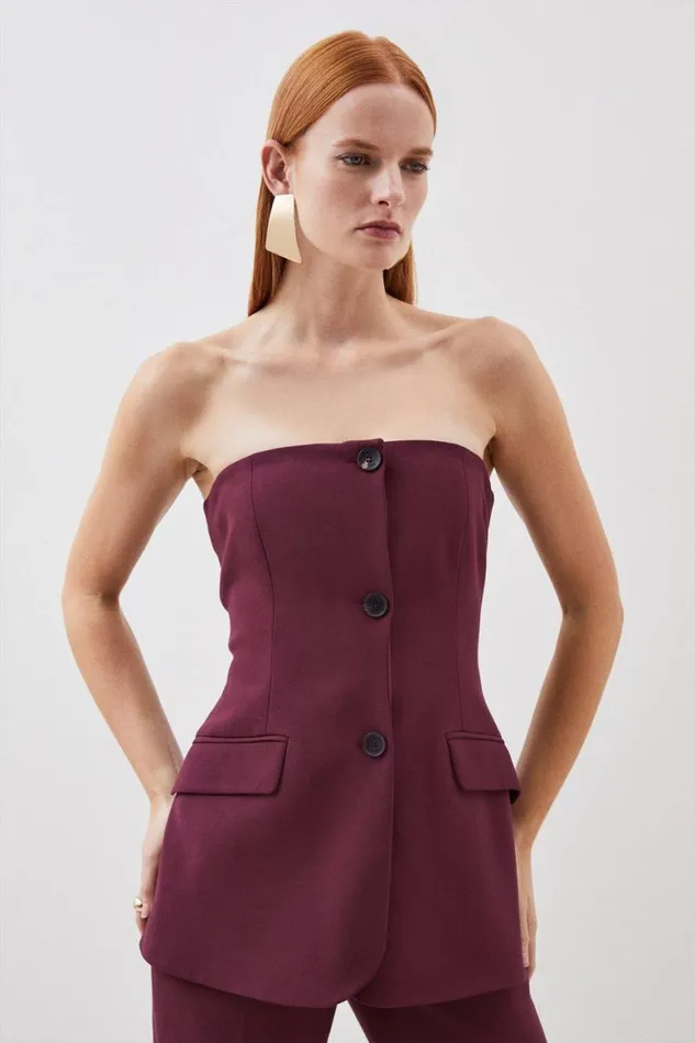 Jumpsuits Women Karen Millen Compact Stretch Tailored Button Bodice Jumpsuit Fig