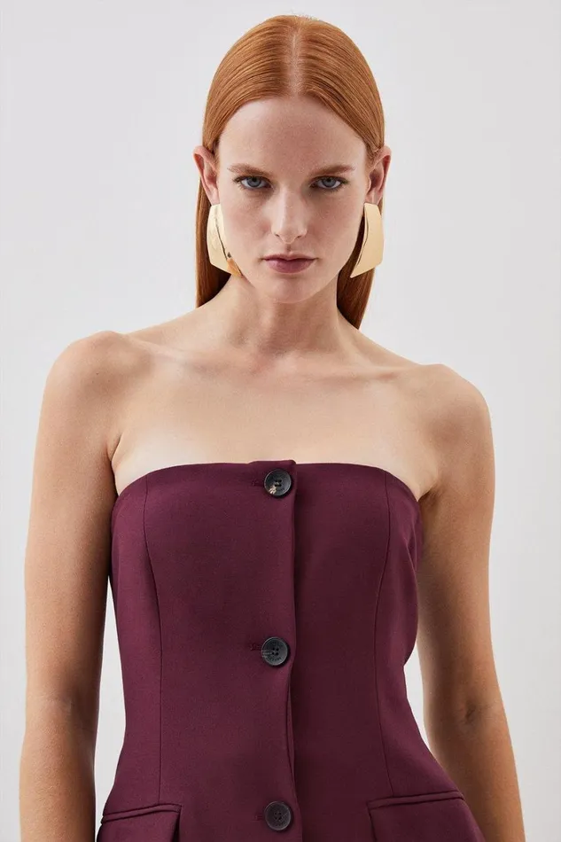 Jumpsuits Women Karen Millen Compact Stretch Tailored Button Bodice Jumpsuit Fig