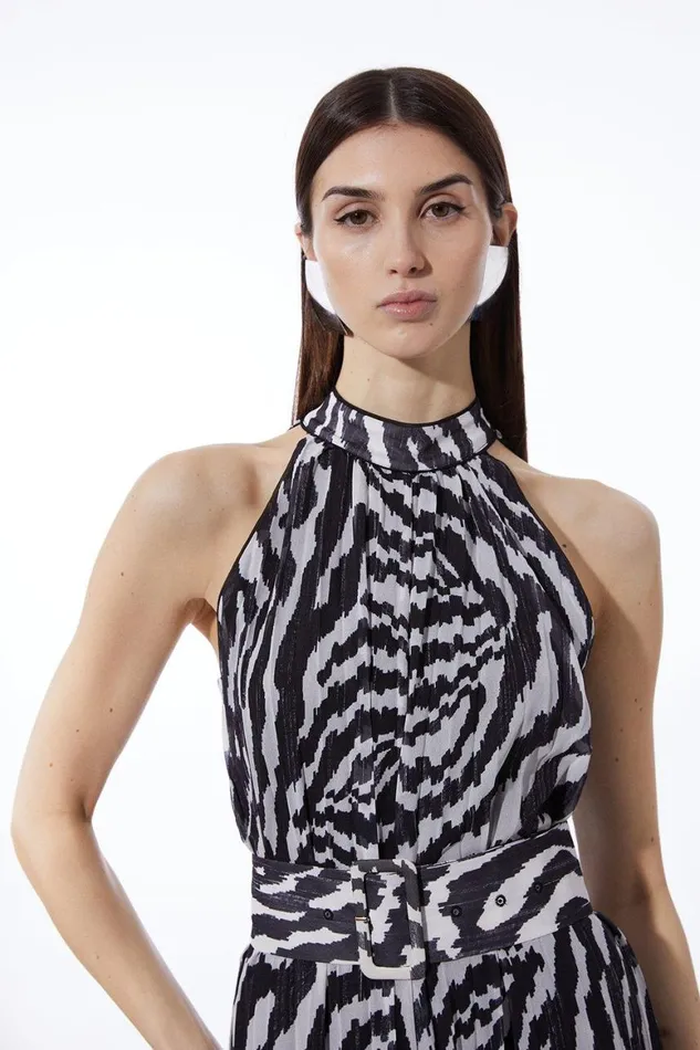 Jumpsuits Women Karen Millen Mono Swirl Printed Georgette Woven Jumpsuit Mono