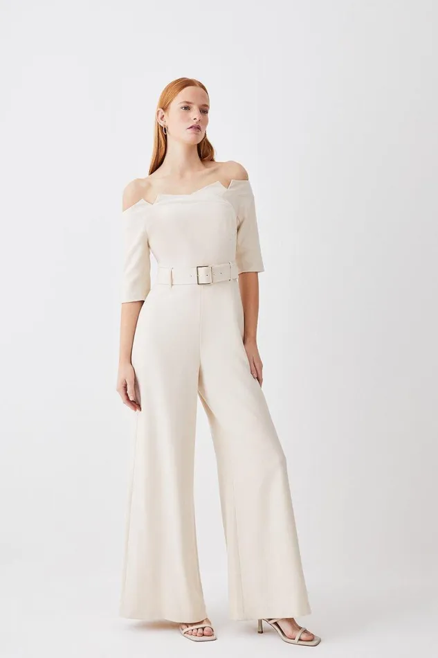 Jumpsuits Women Karen Millen Petite Structured Crepe Off Shoulder Wide Leg Jumpsuit Cream Jumpsuits Women Karen Millen Petite Structured Crepe Off Shoulder Wide Leg Jumpsuit Cream