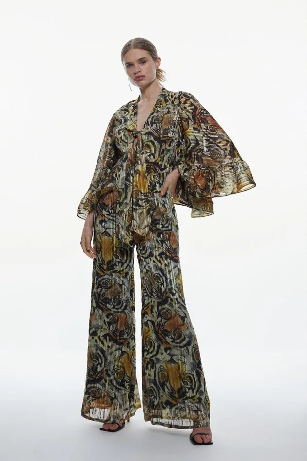 Jumpsuits Women Karen Millen Tiger Printed Drama Kimono Woven Jumpsuit Animal