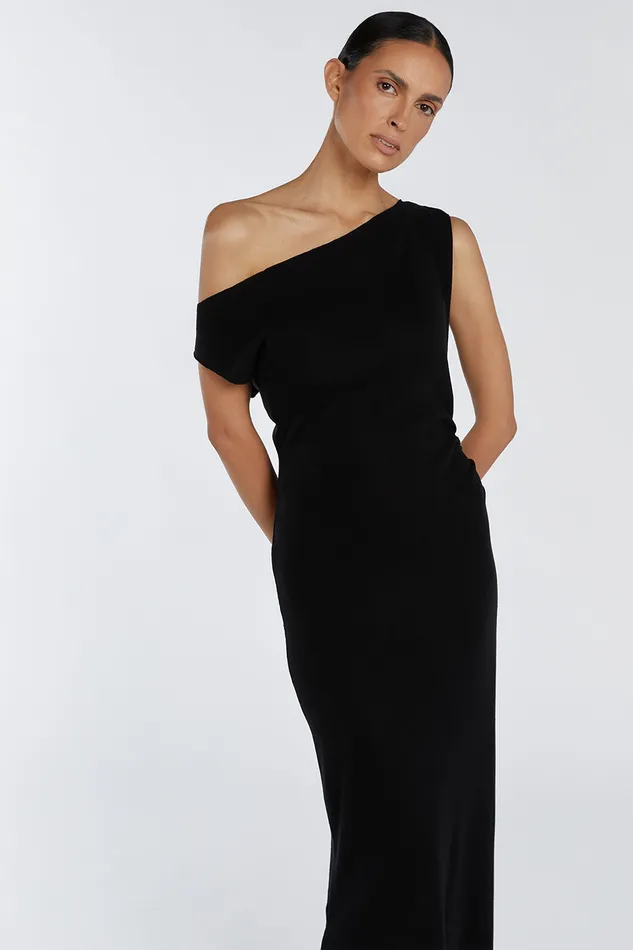 JUNIE BLACK KNIT MIDI DRESS Women DISSH Event Dresses