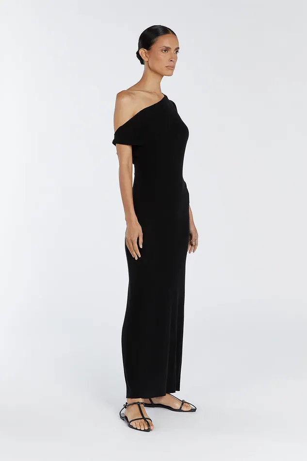 JUNIE BLACK KNIT MIDI DRESS Women DISSH Event Dresses