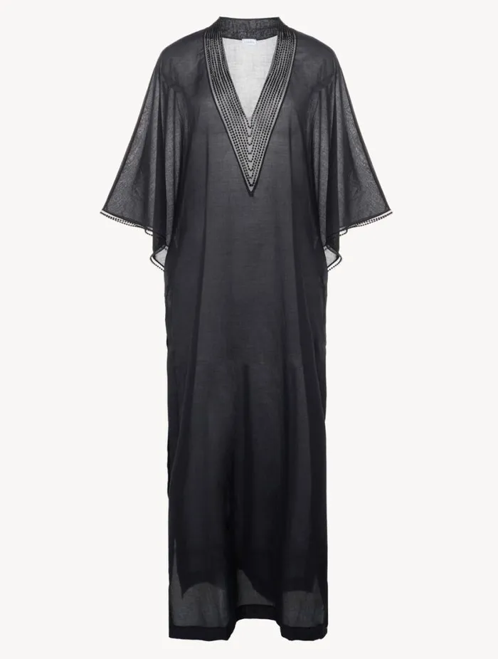 Kaftan In Black With Beading Swim La Perla Beach Coverups