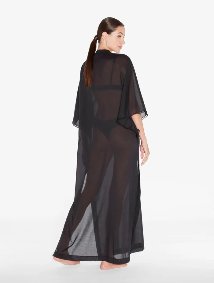 Kaftan In Black With Beading Swim La Perla Beach Coverups