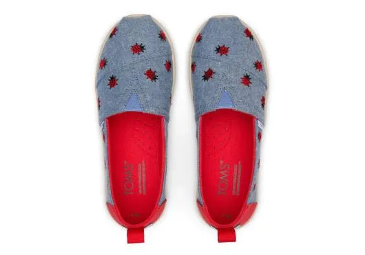 Kids KidsYouth Alpargata Lucky Ladybugs Chambray TOMS Alpargatas