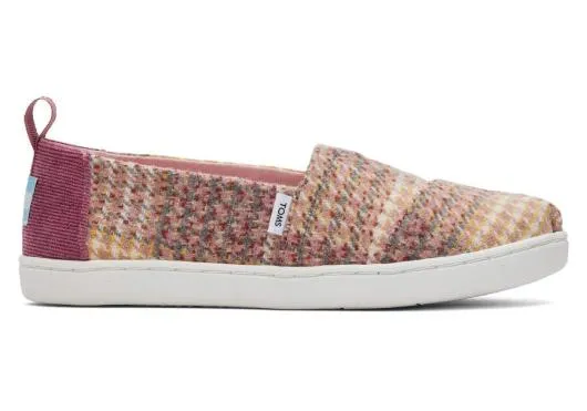 Kids KidsYouth Alpargata Plaid Tweed Kids Shoe Pink Quartz TOMS Alpargatas