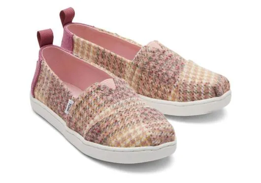 Kids KidsYouth Alpargata Plaid Tweed Kids Shoe Pink Quartz TOMS Alpargatas