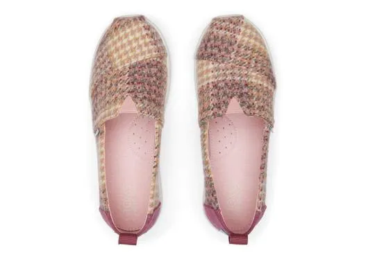 Kids KidsYouth Alpargata Plaid Tweed Kids Shoe Pink Quartz TOMS Alpargatas