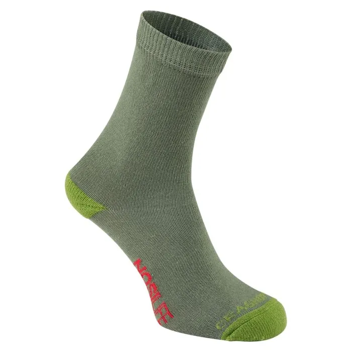 Kids Socks Craghoppers Kid039s NosiLife Sock Twin Pack Dark Khaki Spiced Lime