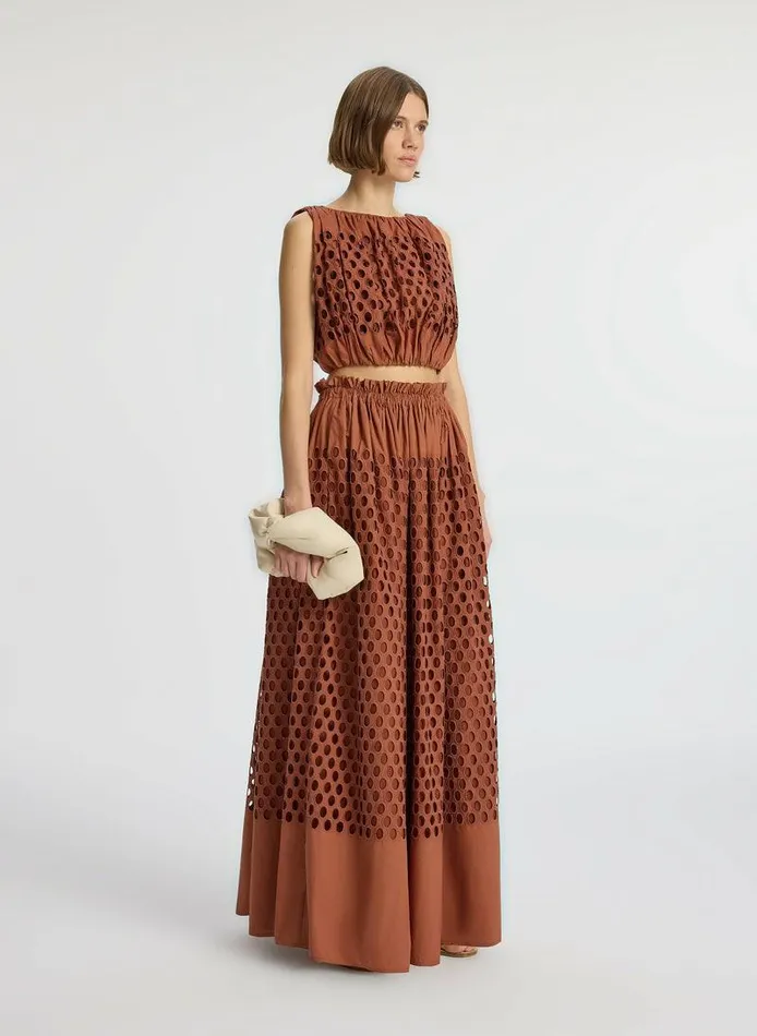 Knitwear Women ALC Flora Eyelet Maxi Skirt Sequoia