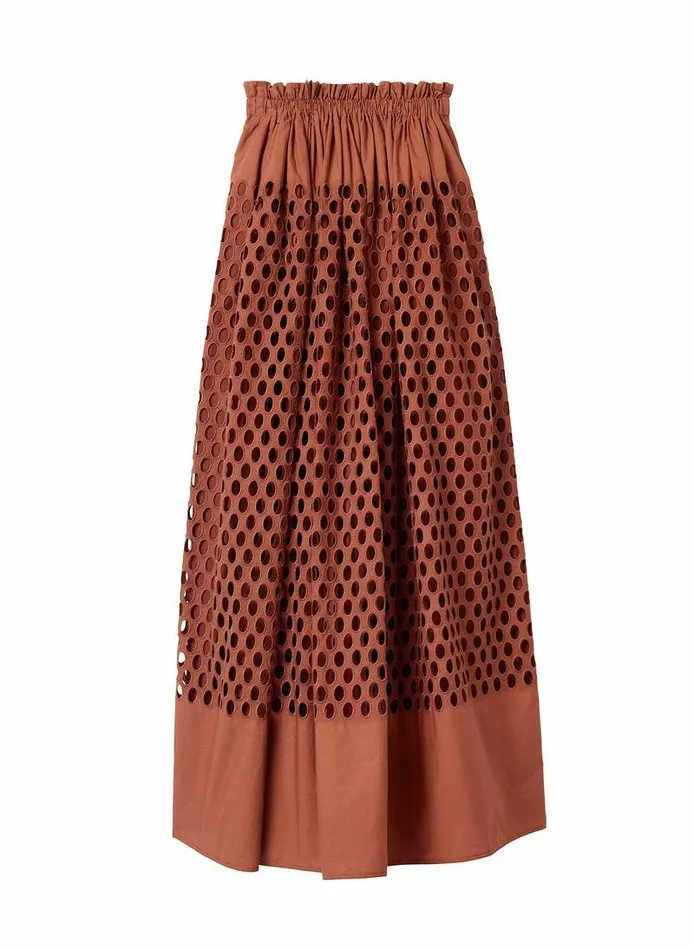 Knitwear Women ALC Flora Eyelet Maxi Skirt Sequoia Knitwear Women ALC Flora Eyelet Maxi Skirt Sequoia