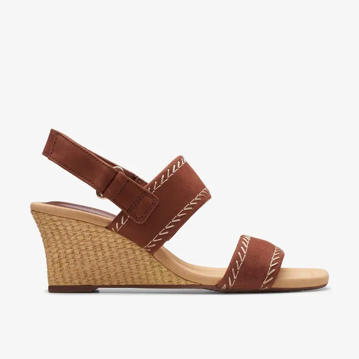 Kyarra Rose Tan Nubuck Women Clarks Wedges