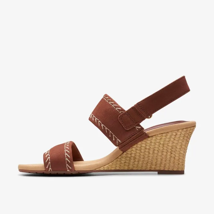 Kyarra Rose Tan Nubuck Women Clarks Wedges