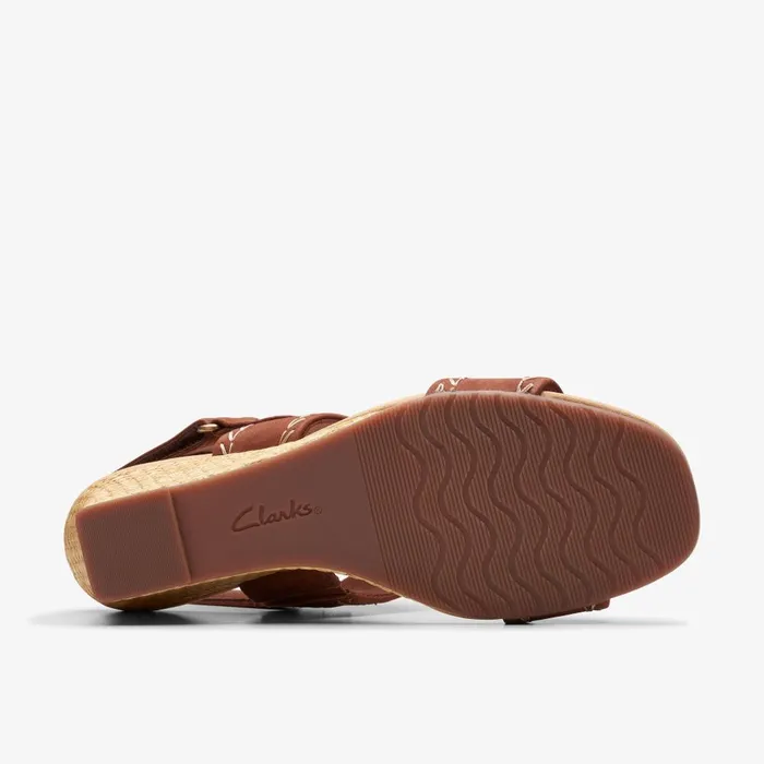 Kyarra Rose Tan Nubuck Women Clarks Wedges