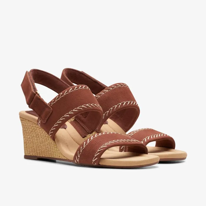 Kyarra Rose Tan Nubuck Women Clarks Wedges