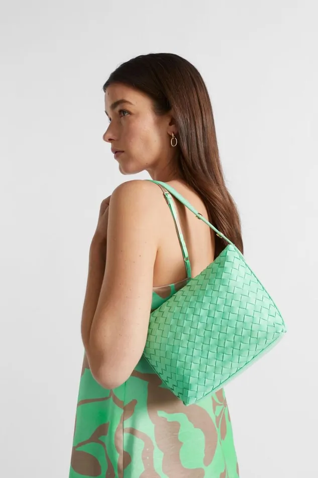 Leather Bags Woman Seed Heritage Leather Woven Shoulder Bag Key Lime