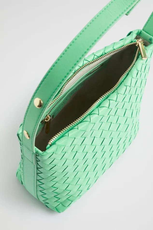 Leather Bags Woman Seed Heritage Leather Woven Shoulder Bag Key Lime