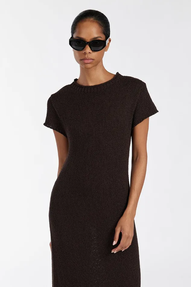 LEO BITTER CHOC KNIT MIDI DRESS Women DISSH Knit Dresses