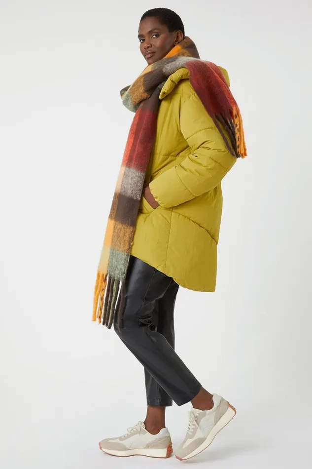 Lime Oversized Padded Hooded Coat Women Roman Coats