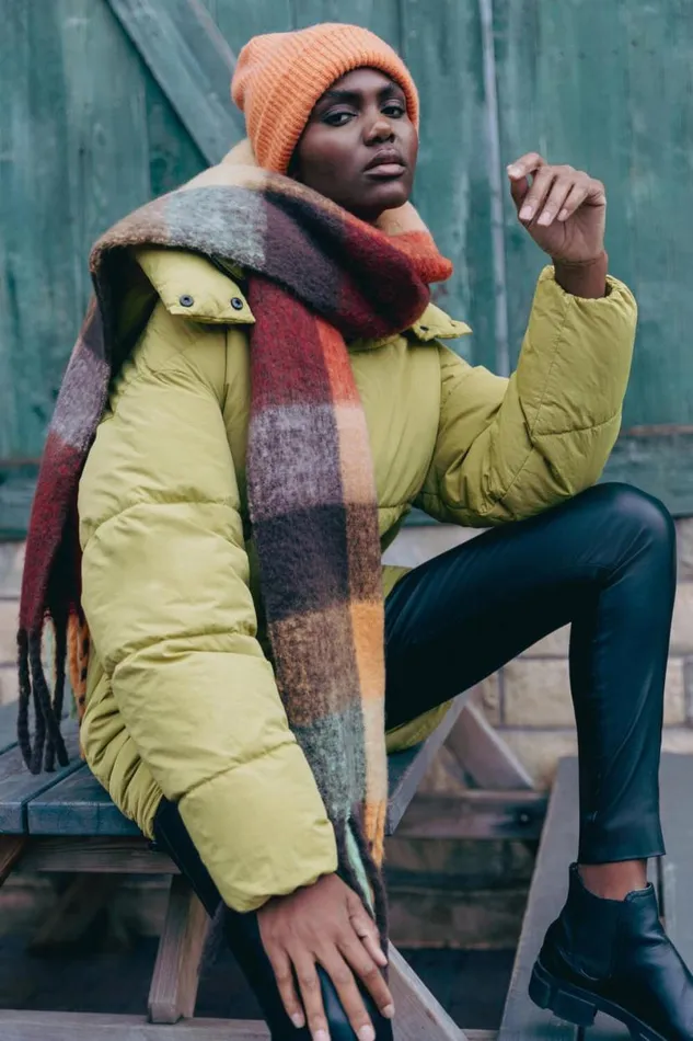 Lime Oversized Padded Hooded Coat Women Roman Coats