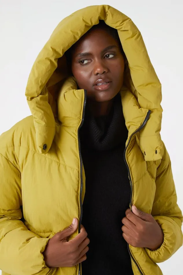 Lime Oversized Padded Hooded Coat Women Roman Coats