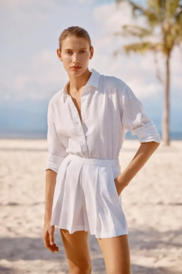 Linen Woman Seed Heritage Core Linen Boyfriend Shirt Whisper White