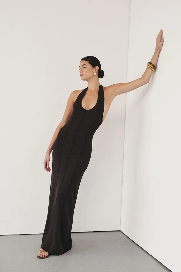 LISS BITTER CHOC HALTER MAXI DRESS Women DISSH Maxi Dresses