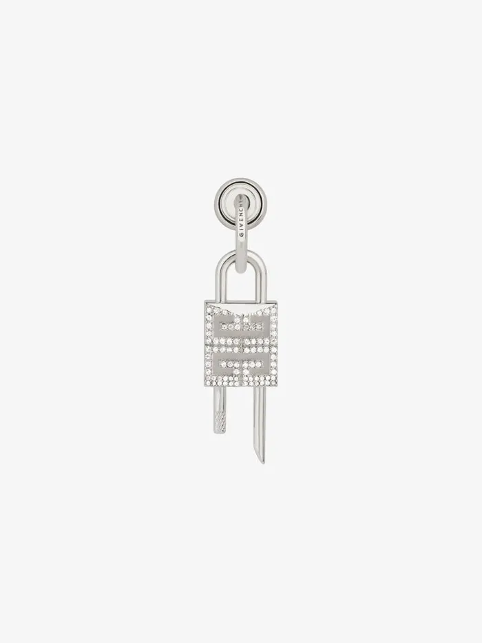 Lock Earring In Metal With Crystals Silvery Men Givenchy Jewelry
