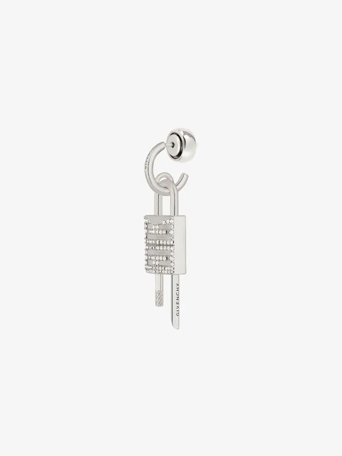 Lock Earring In Metal With Crystals Silvery Men Givenchy Jewelry