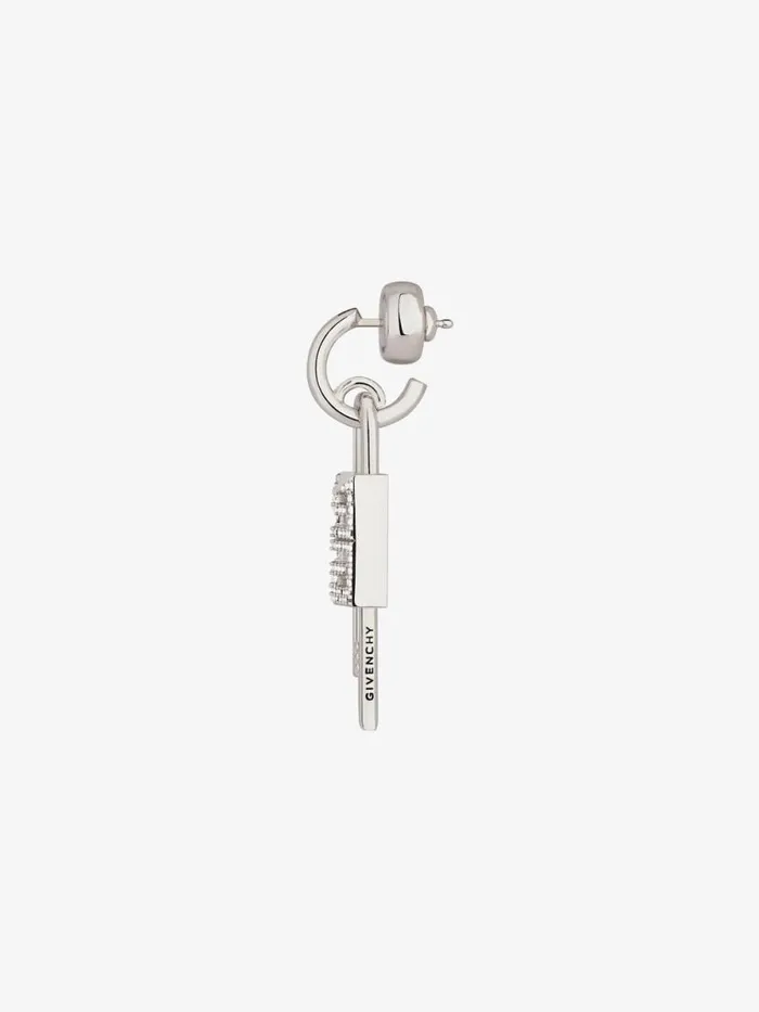 Lock Earring In Metal With Crystals Silvery Men Givenchy Jewelry