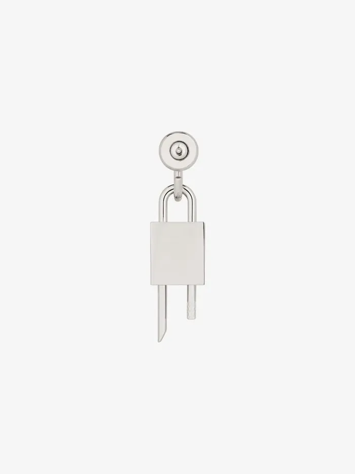 Lock Earring In Metal With Crystals Silvery Men Givenchy Jewelry