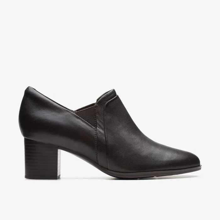 Loken Way Dark Brown Leather Women Clarks Heels and Pumps