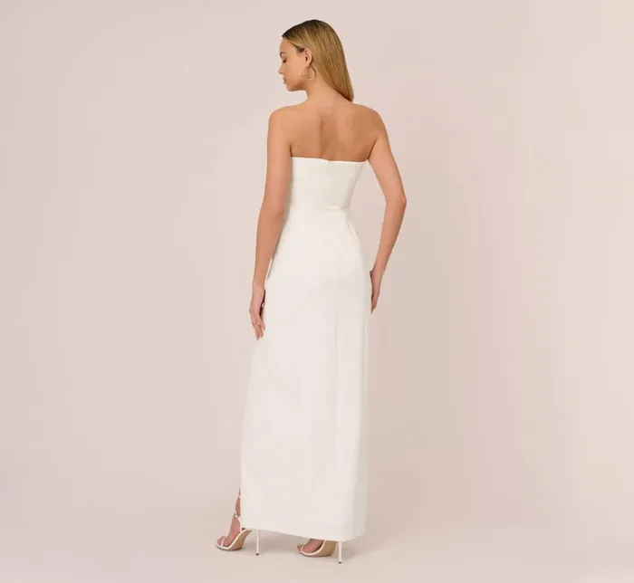 Long Dresses Womens Adrianna Papell Strapless Column Gown In Ivory