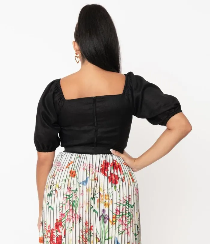 Magnolia Place Black Ruched Top Clothing Unique Vintage Blouses
